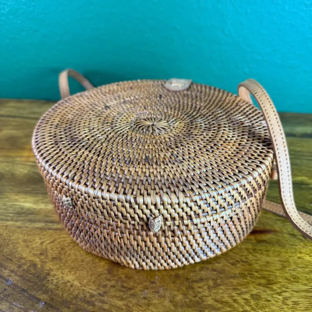 Vintage Round Bali Bag Rattan Boho Crossbody